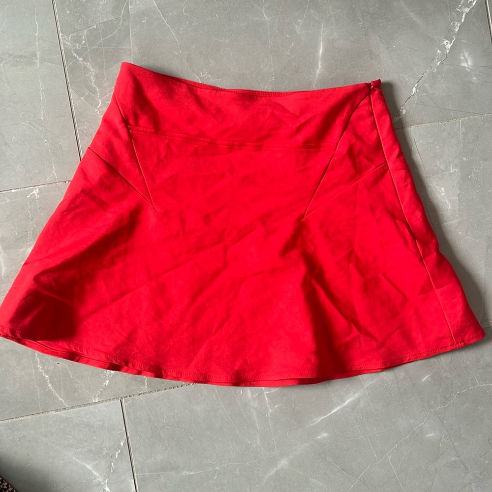 Zara red flare skirt with zipper small